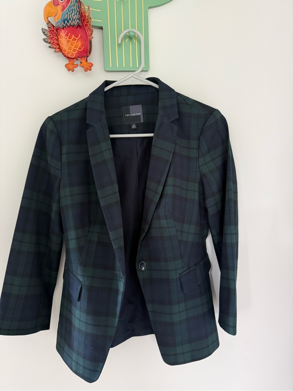 The Limited Navy and Green Plaid Blazer